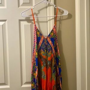 Orange Dashiki Inspired Print Tank Top Dress